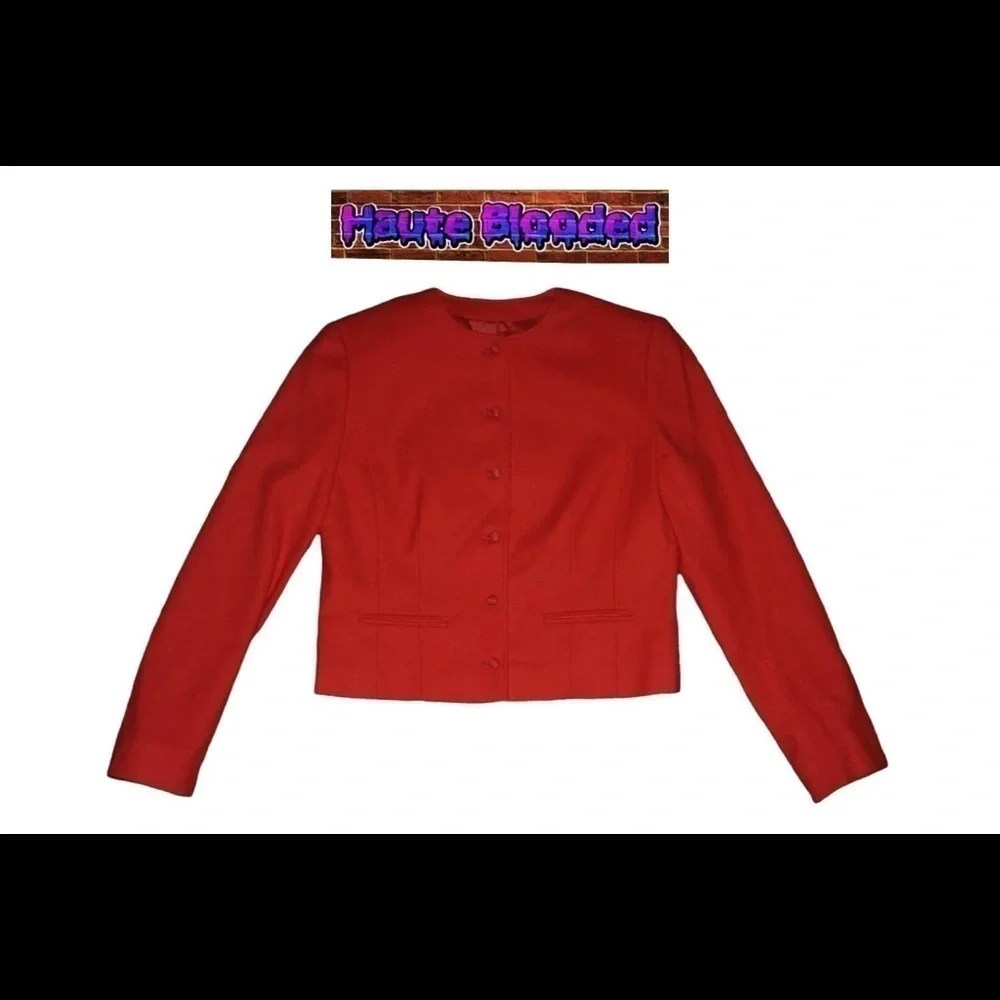 Vintage 60's Pendleton Wool Cropped Blazer Red Crop Office Work Retro Jacket 6